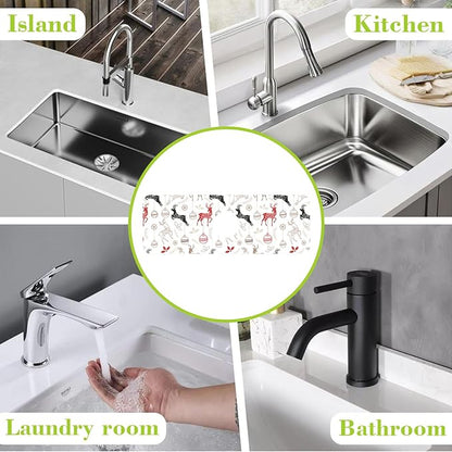 Chrismas Sink Splash Guard Faucet Mat Christmas Absorbent Fast Drying Mat Sink