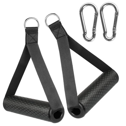 Exercise Handle Workout Handle Heavy Duty Grip Resistance Bands Handles Webbing Grip Puller Handle for Cable Machine Attachments Fitness Equipment with 2 Carabiners