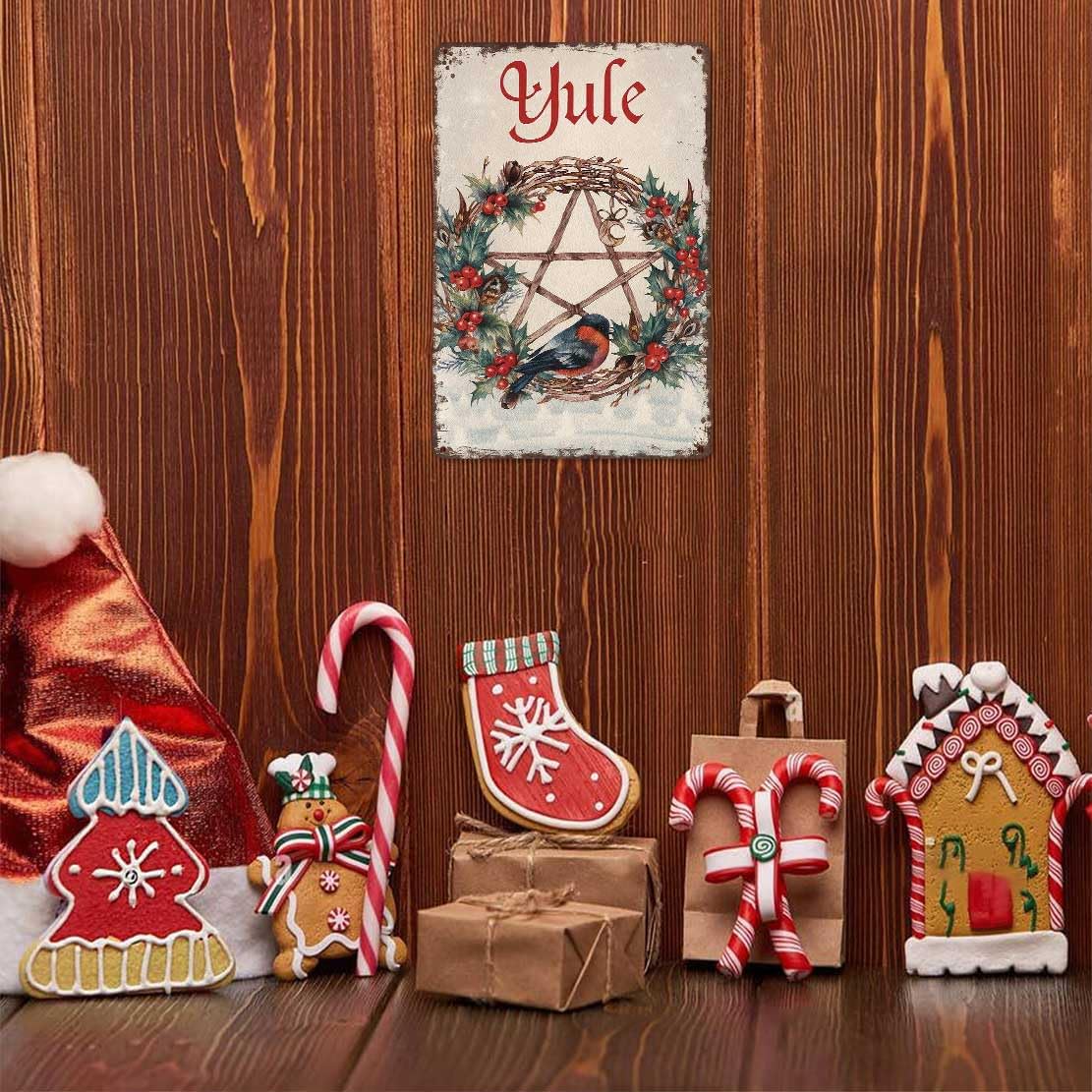 Vintage Christmas Metal Sign 8X12inch-Creates Warm Festive Ambiance in Living Room Office