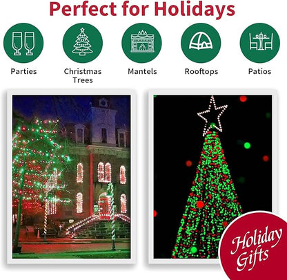 LAMPHOME 66ft Christmas Decorative Mini Lights, 200 LED Transparent Wire Fairy Starry String Lights Plug in, 12 Lighting Modes, for Indoor Outdoor Xmas Tree Wedding Party Decoration (Red+Green)