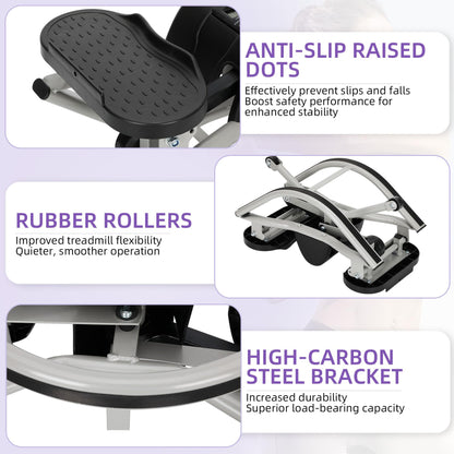 Powants Rock Stepper Side to Side, Rocking Fitness Stepper Home Workout Machine with Resistance Bands for Full Body Workout (Black-Grey)