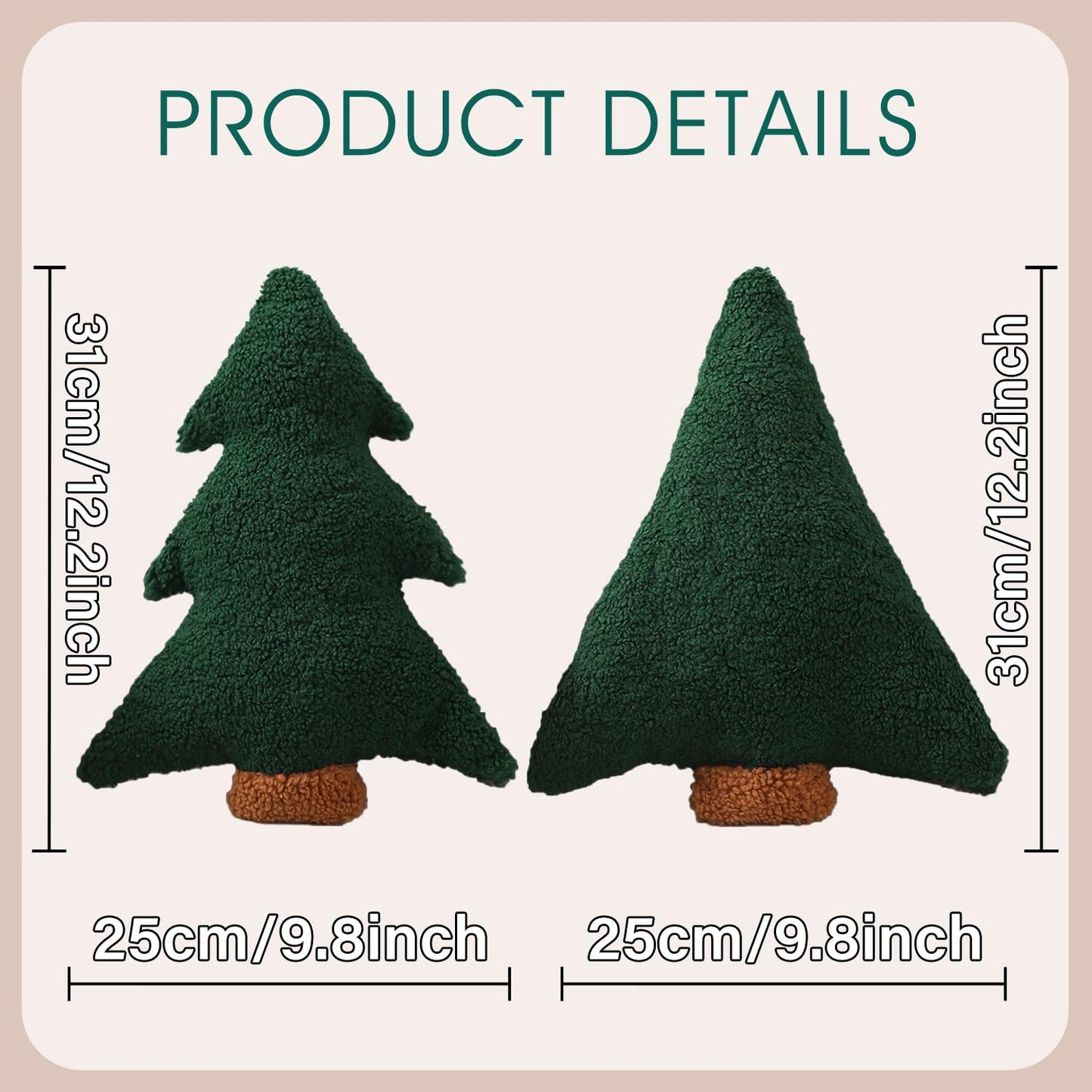 Allorry Christmas Pillows,Christmas Tree Pillow Set of 2 Cute Xmas Tree Shaped Plush Pillow Stuffed Christmas Decor for Party Home Sofa Cushion Bed Decorations(12.2 Inch) WL-006B