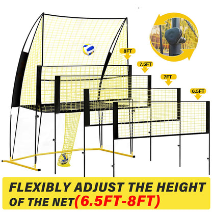 foootcu Volleyball Training Net Equipment System，Volleyball Practice Net of Adjustable Height, Good Stability, Easy Assembly & Storage, Indoor and Outdoor Use
