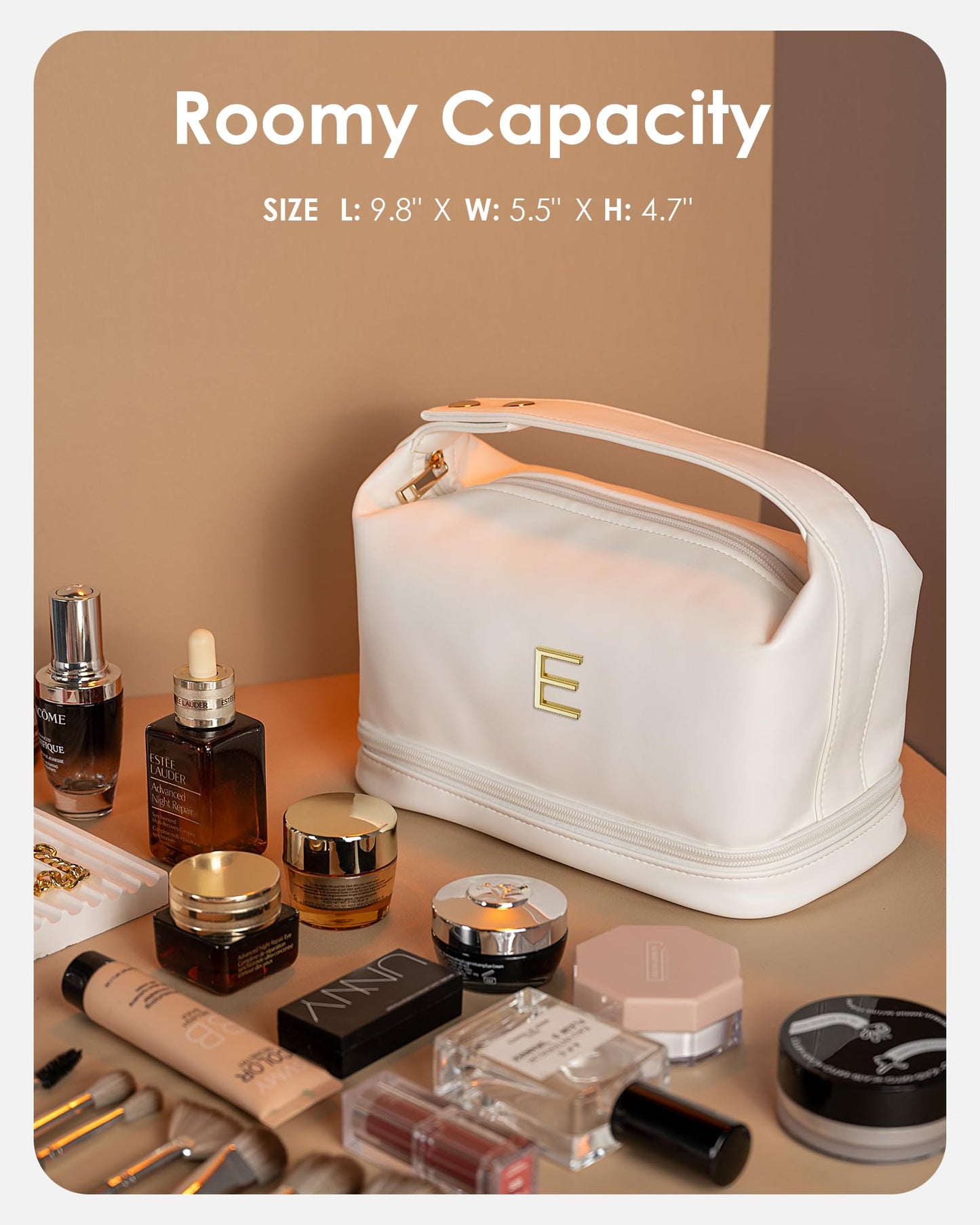 Vogewood Graduation Gifts-Birthday Gifts for Women Mom, Personalized Makeup Bag with Handle, Gifts for Teen Girls Cosmetic Bag with Makeup Brush Organizer, Gifts for Friend Female Gift for Her