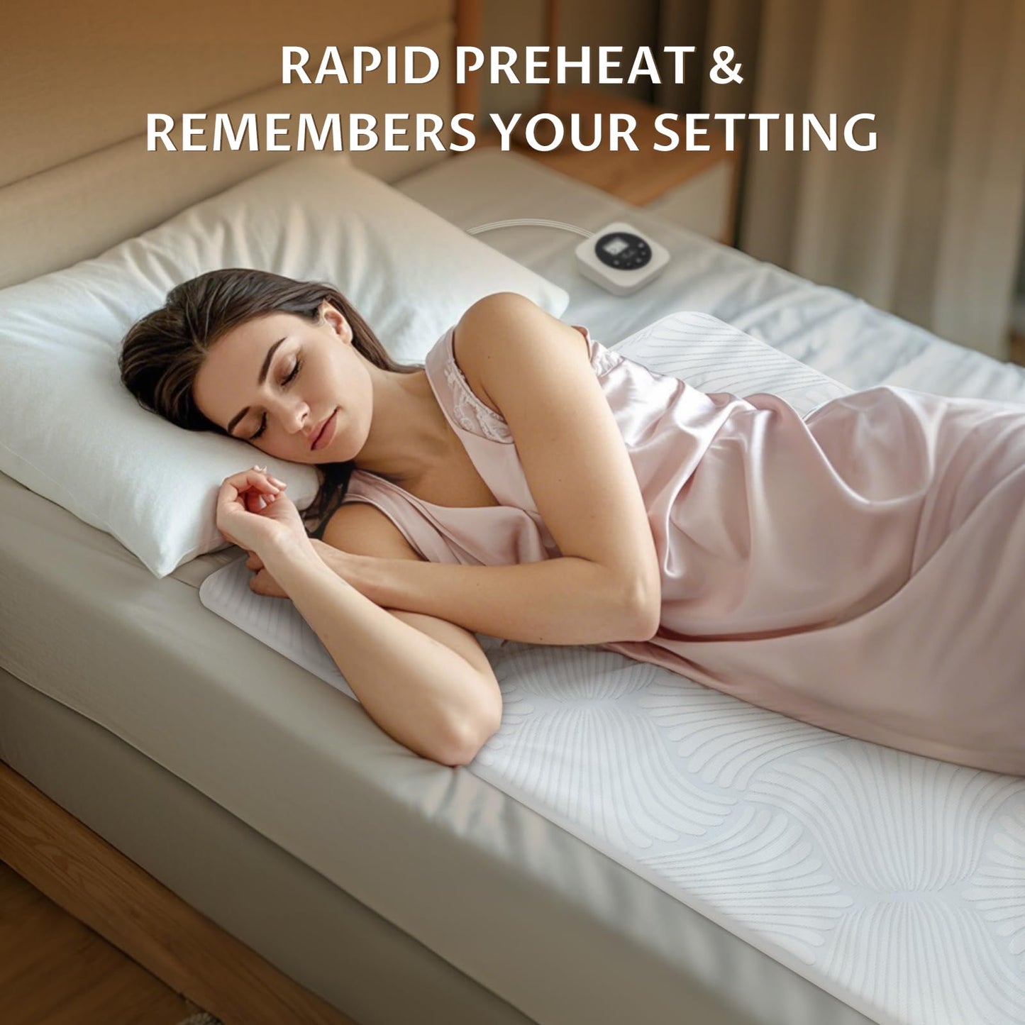King Size Electric Heated Mattress Pad - Bed Warmer with Memory & Preheat Functions, 12 Heat Settings Dual Control for 1-12 Hours Auto Off, Lighted Button