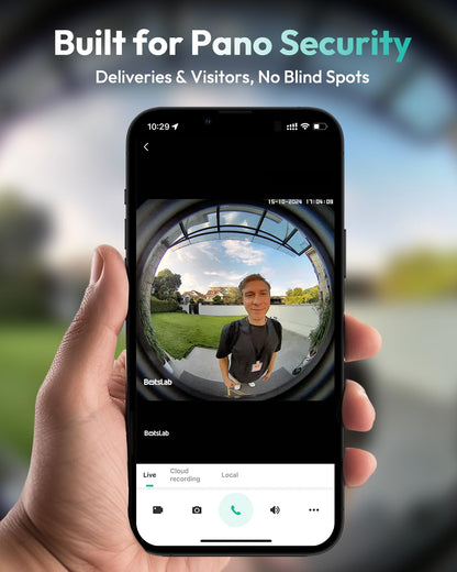 BOTSLAB Doorbell Camera Wireless, 5MP Video Doorbell with Homebase, 180°Panoramic View, No Monthly Fee, 2.4 GHz WiFi, AI Motion Detection, VR Mode