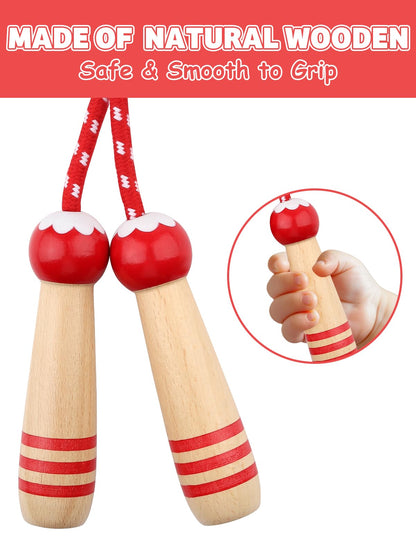 Jump Rope for Kids, Lorvain Adjustable Skipping Rope, Kids Jump Ropes with Wooden Handle for Girls Boys, Weighted Jumping Ropes for Fitness Workout Exercise Outdoor Fun Activity