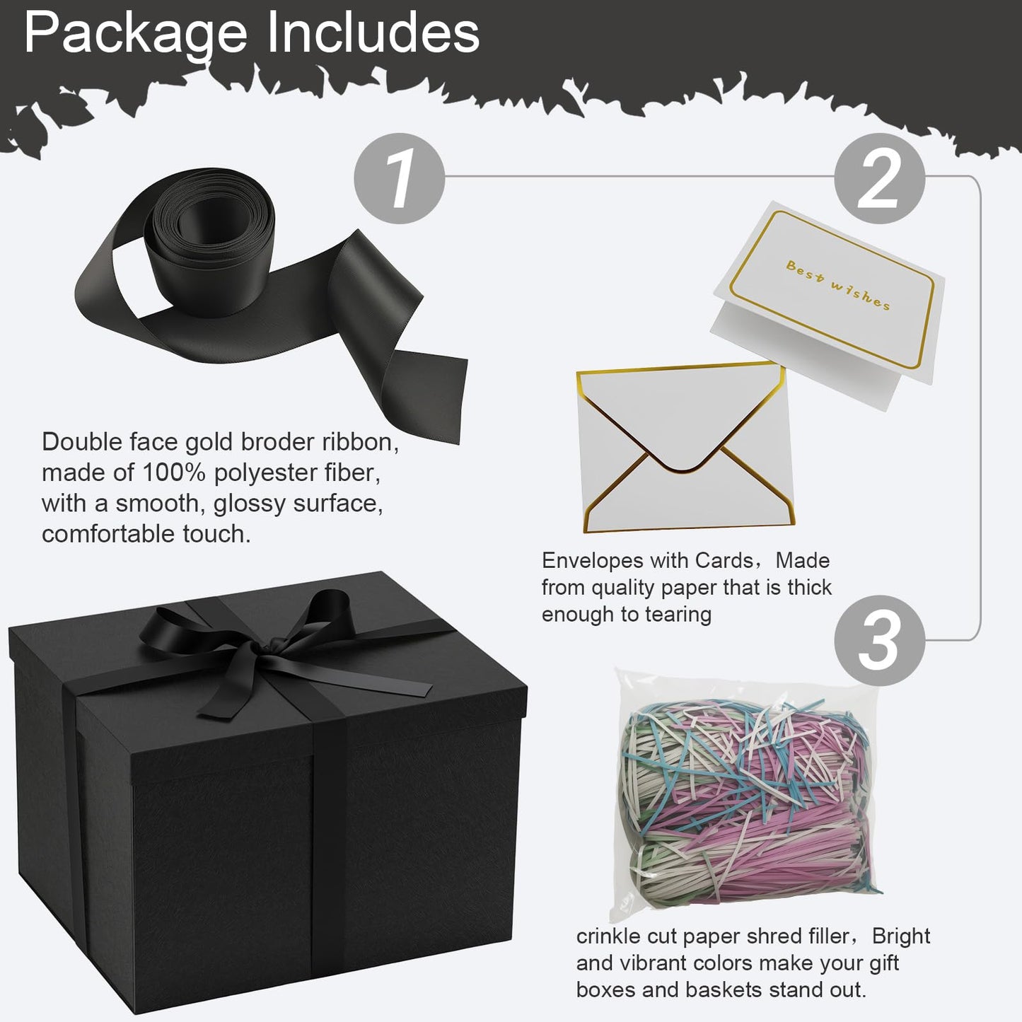 Rinrda Extra Large Gift Box,15x12x10 Inches,Green Boxes with Lids for Presents,10-inch Deep Box for Christmas Mother’s Day Valentine's Day or Business.Contains Card,Ribbon,Shredded paper.