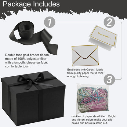 Rinrda Extra Large Gift Box,15x12x10 Inches,Green Boxes with Lids for Presents,10-inch Deep Box for Christmas Mother’s Day Valentine's Day or Business.Contains Card,Ribbon,Shredded paper.