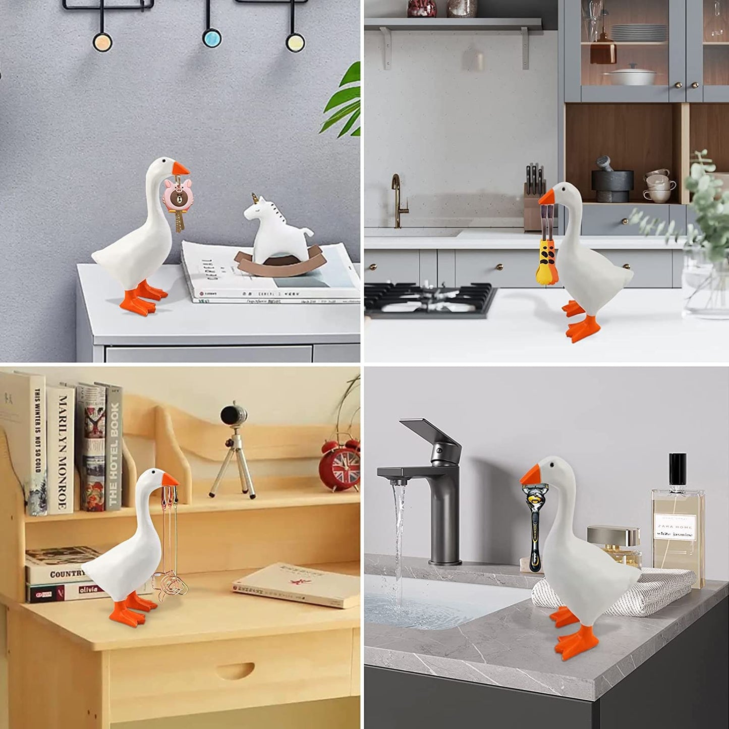 Gladyell Magnetic Goose Key Holder Cute Home Decor Statue,Office Table Desk Decor Resin Goose Duck Statue Sculpture,Tool Holder Home Decoration，Bedroom Decor Housewarming Gift