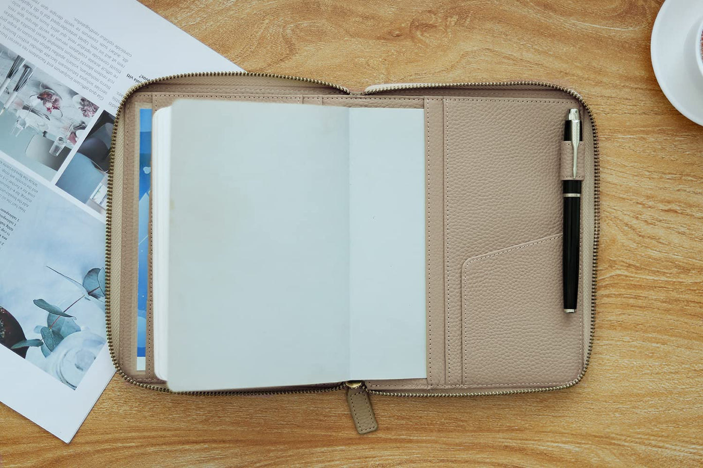 Moterm Zippered Leather Cover for Stalogy B6 Planners (Pebbled-Taupe)