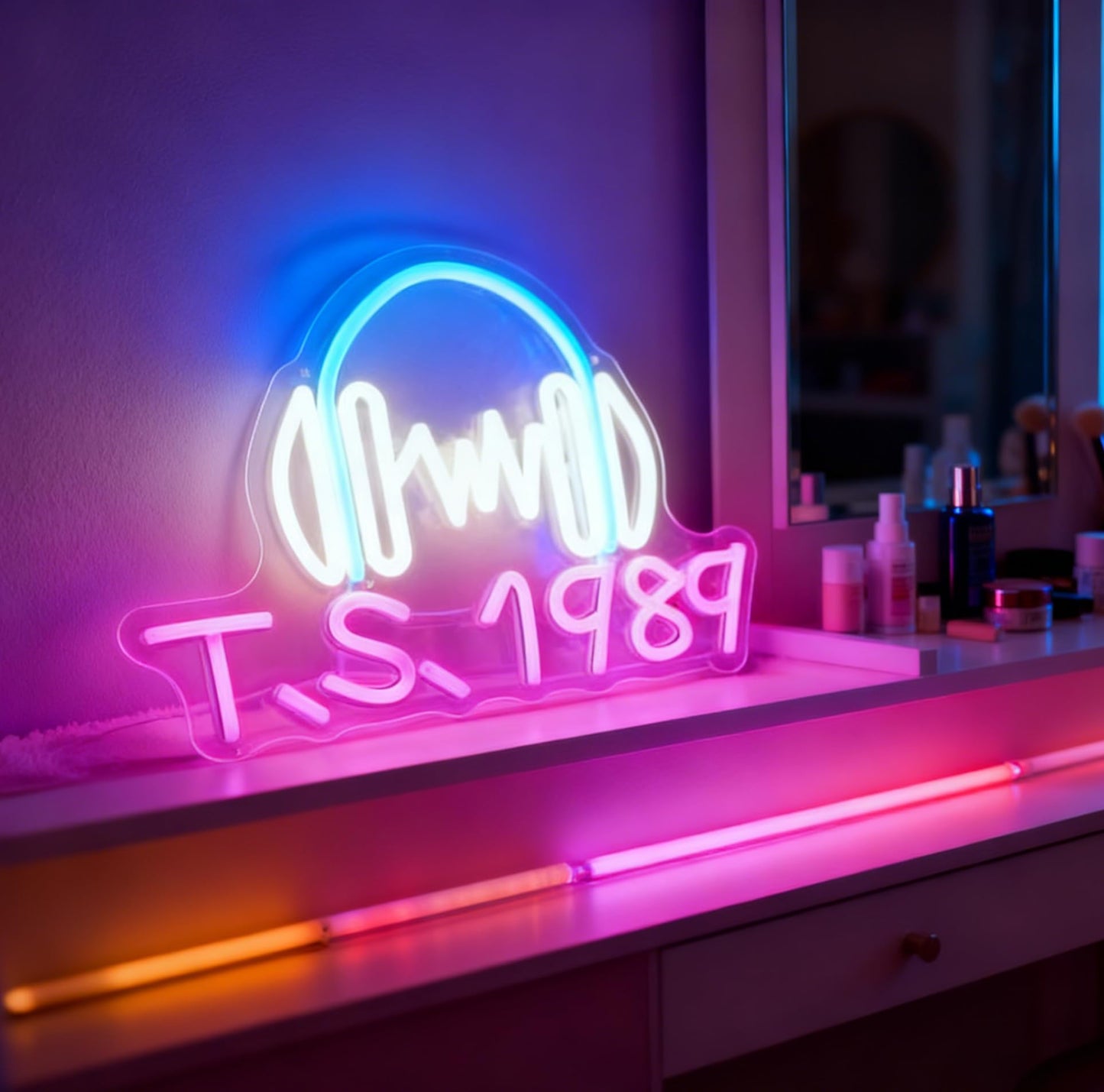 TS 1989 LED Neon Sign, USB Powered Dimmable Decorative Neon Light for Fans Music Room Bedroom Home Music Theme Party Gift Wall Table Decor 14.2 x 9.8 In