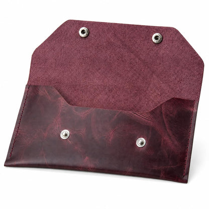 ZEMARS Genuine Leather Cash Envelope Wallet, Two Snap Money Pouch for Men and Women, Reusable Budget Envelope Wallet, Slim Organizer for Cash, Cards, Receipts, Checks and Keys (Burgundy)