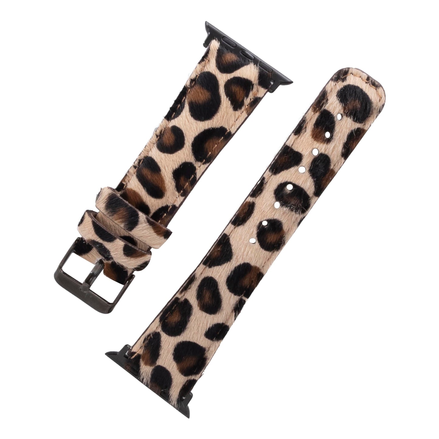benvato Premium Handmade Leather Watch Band for Apple Watch SE 3 2 1 & Series 11 10 9 8 7 6 5 4 3 2 1 fits 42mm 41mm 40mm 38mm (Leopard w/Black Connector&Clasp)