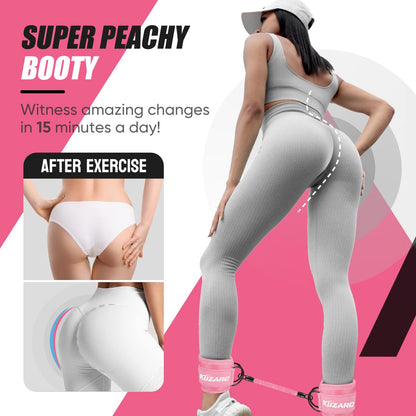 KUZARO Ankle Resistance Bands with Cuffs, Ankle Weights Bands for Working Out, Women Leg and Glutes Workout Equipment, Exercise Bands for Kickbacks, Butt and Booty Trainer, Home Gym Fitness Equipment
