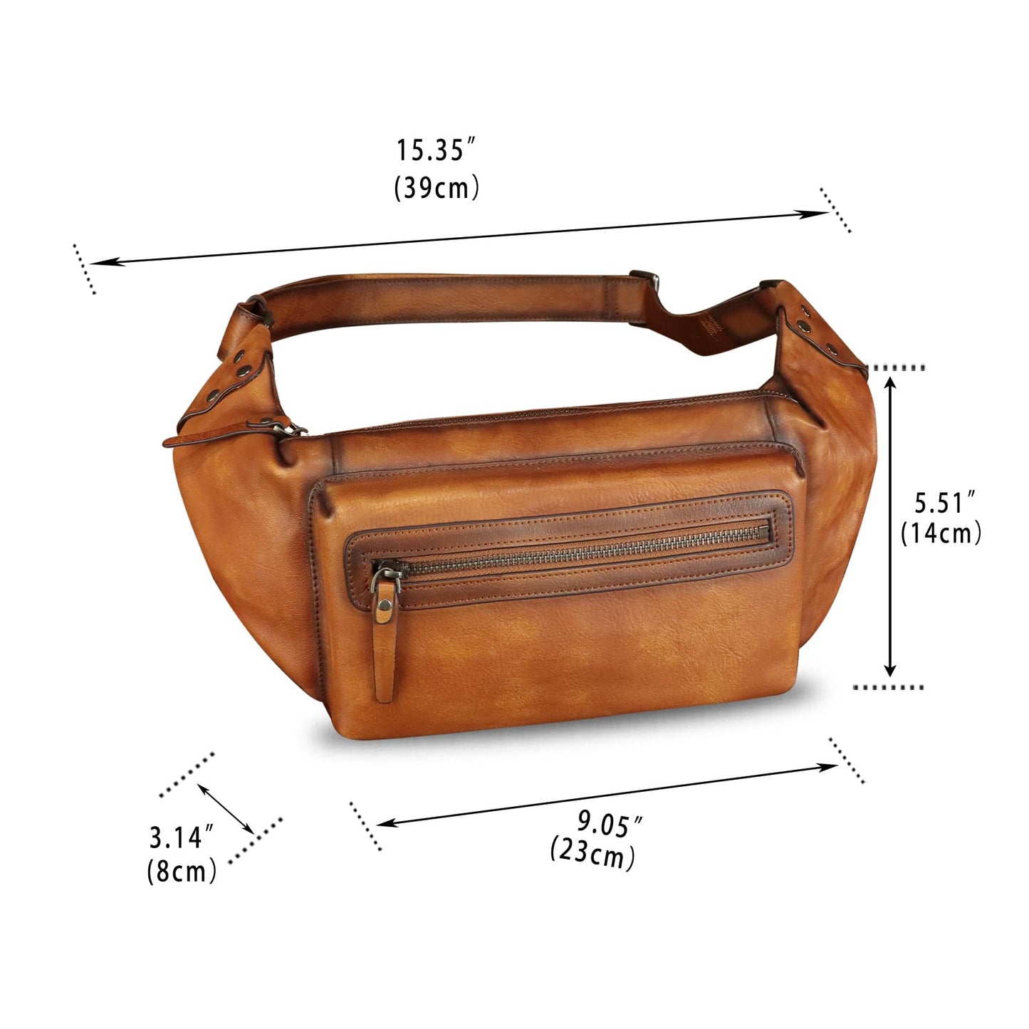 Genuine Leather Fanny Pack for Men and Women - Waist Bag, Hip Bag and Chest Purses (Brown)