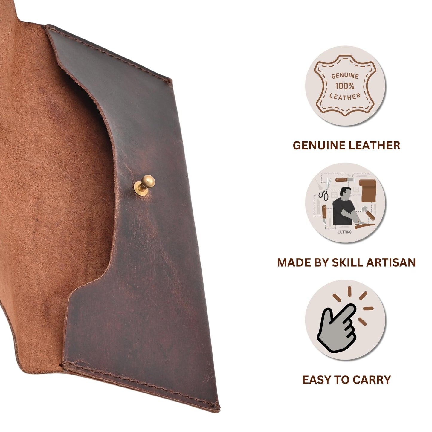 Autentico Leather Money Cash Envelopes Wallet for Men, Money Bag Pouch Reusable Budget Envelope, Retro Clutch Wallet, Dark Brown