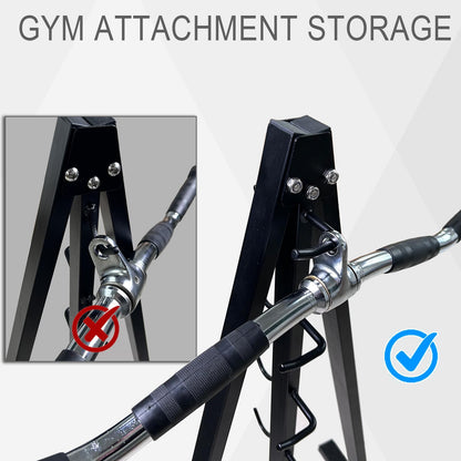 BLUSLM Wall Mounted Lat Pull Down Bar Organizer with Hooks, Home Gym Storage Rack for Lat Pulldown Attachments, Cable Attachments Rack for Gym Accessories (Cable Attachment Rack3)