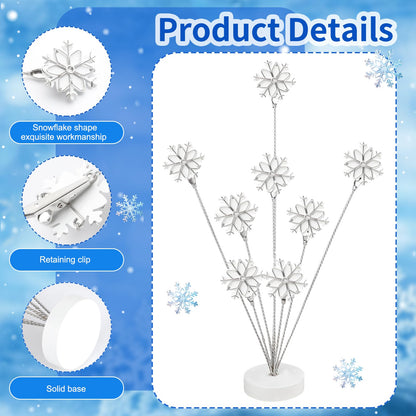 8-Branch Photo Tree Holder with Clips,Family Money Tree Picture Frame Stand,White Snowflake Gift Card Holder for Christmas,Cards, Notes, Memos,Wedding Photos, Office Desk and Home Decor