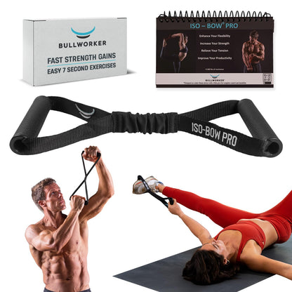 Bullworker Iso-Bow Pro Pair - Isometric Exercise Equipment: Self Resistance Portable Exercise & Stretching Straps with Handles - Yoga, Pilates, Mobility & Strength Training
