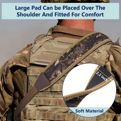 EZshoot Rifle Sling Shotgun Sling with Swivels, Gun Sling Comfortable Neoprene Padded, Two Point Sling Rifle Strap Shoulder Length Adjustable for Outdoors Camo Khaki
