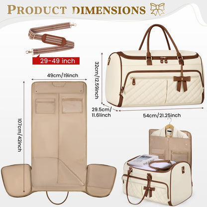 RAINSMORE Garment Bags for Travel Women Convertible Garment Duffle Bag for Hanging Clothes, Large Carry On Garment Bag with Shoe Bag & Wet Pocket, Foldable Dress Suit Business Travel Weekender Bags