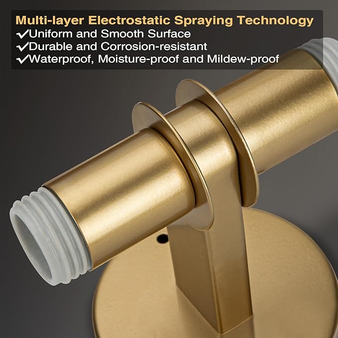 Gold Wall Sconce, Modern Bathroom Sconces Wall Lighting Vanity Light Fixtures with Clear Crystal, Hardwired Brushed Brass Wall Mount Lights for Living Room Corridor Mirror Bedroom Stairs