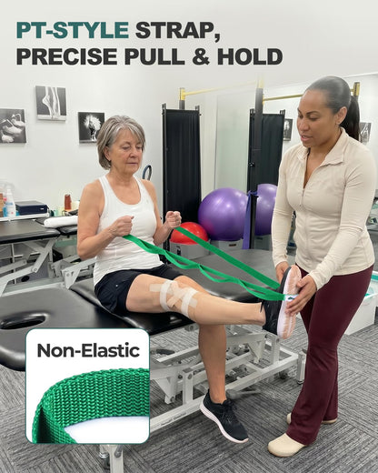 Trideer Stretching Strap with Loops & Leg Lifter, Non-Elastic PT-Style Physical Therapy Strap for Knee Replacement Rehab, Hamstring, Calf & Back Stretcher Mobility, Hip, Shoulder & Yoga