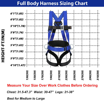 TT TRSMIMA Safety Harness Fall Protection Kit: Full Body Roofing harnesses with Shock Absorbing Lanyard - Updated Comfortable Waist Pad