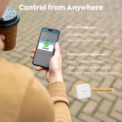 Keyless Entry Fingerprint Deadbolt Smart Lock: Digital Front Door Keypad with App Control, Electronic/Electric Deadbolt with Fingerprint & Code Access, Auto Locking, Easy to Install (Bright Brass)