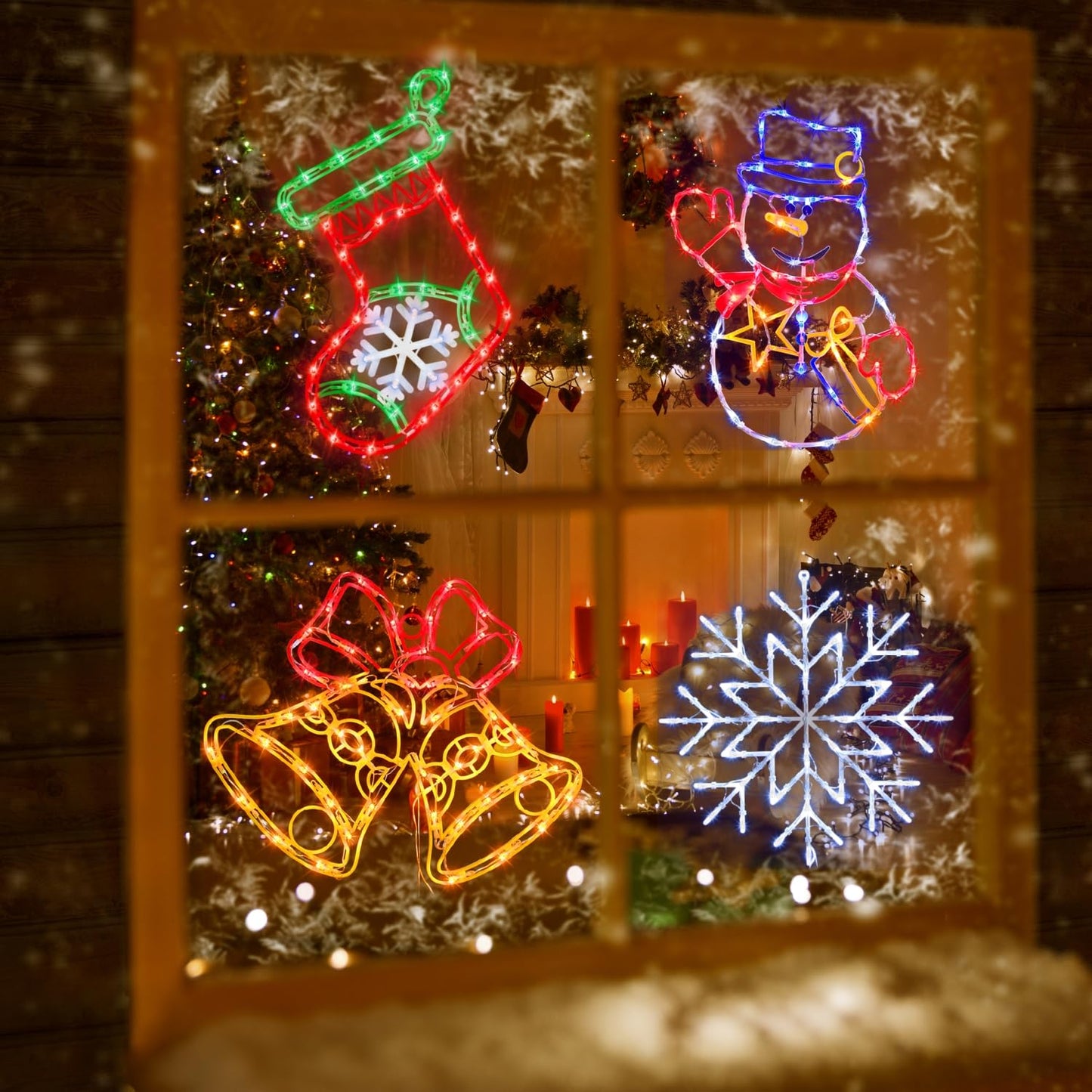 Pytopkto 16" Christmas Window Silhouette Lights Decorations