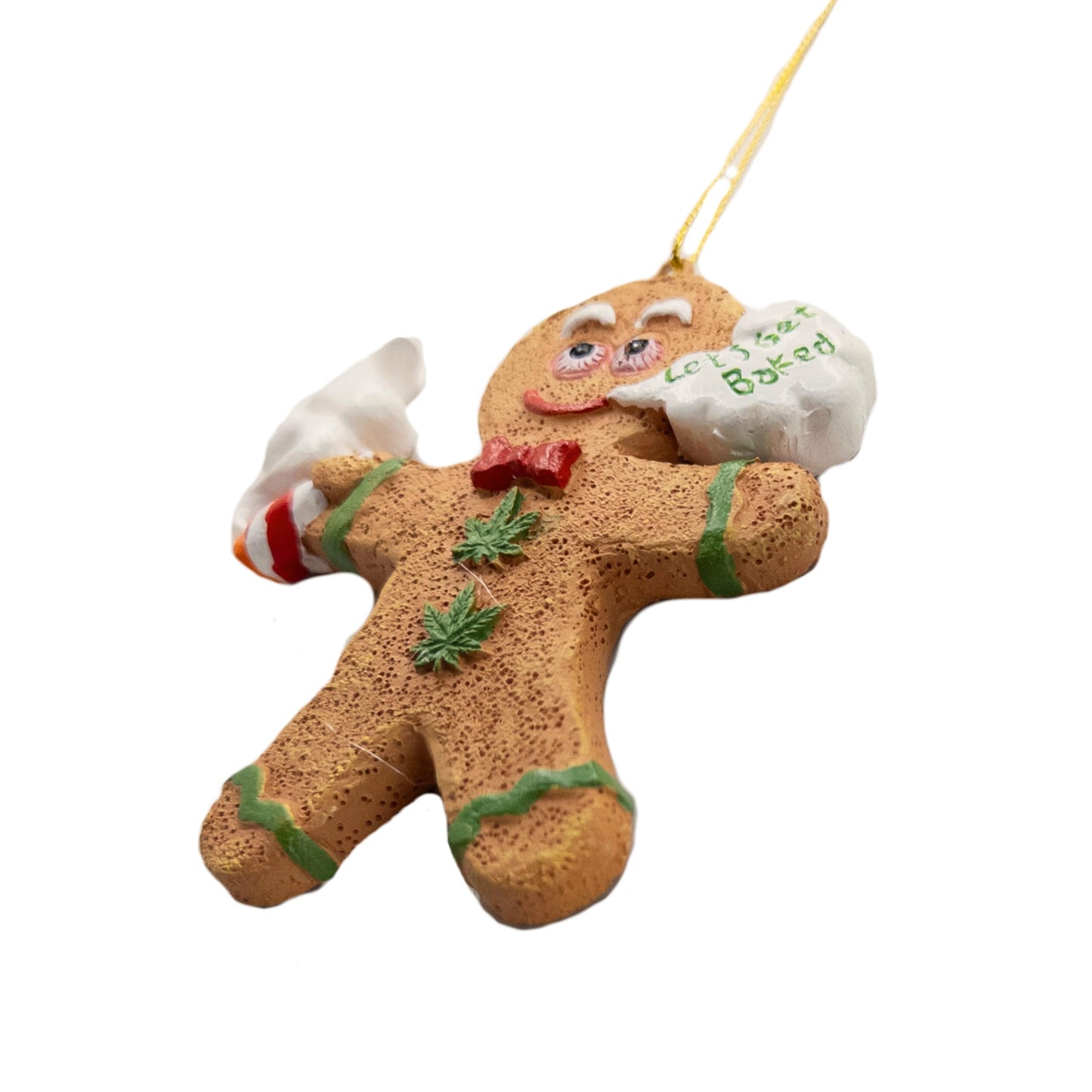 Gingerbread Man Let's Get Baked Funny Weed Christmas Tree Ornament