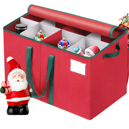 EverMerry Nutcracker Storage Containers and Figurine Collectibles Storage Box， Large Ornament Storage Organizer Stores Up to 8 Holiday Christmas Nutcrackers Figurines-Carolers Ornaments Red/15 Inches