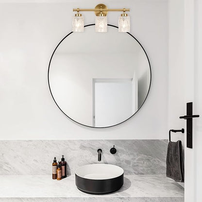 ALICE HOUSE 3-Light Vanity Light Fixture Over Mirror, Brushed Brass, Easy Bulb Replacement, LED Compatible, Bright and Elegant Bathroom Light for Makeup AL5095-W3