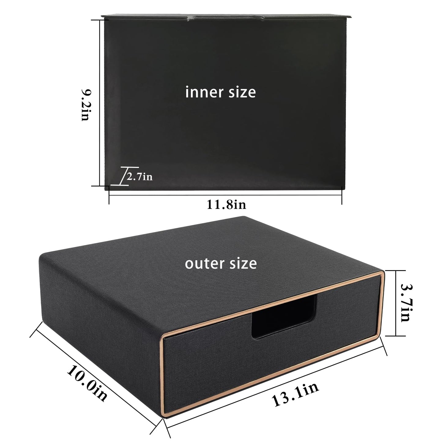 XNONE PU Leather Stackable Organizer Drawer,Executive Office Supplies Desktop Filing A4 File Cabinet/Holder for Jewelry/Bill/Paper/Documents/Makeup Home Decor Stationery Storage Box,Black