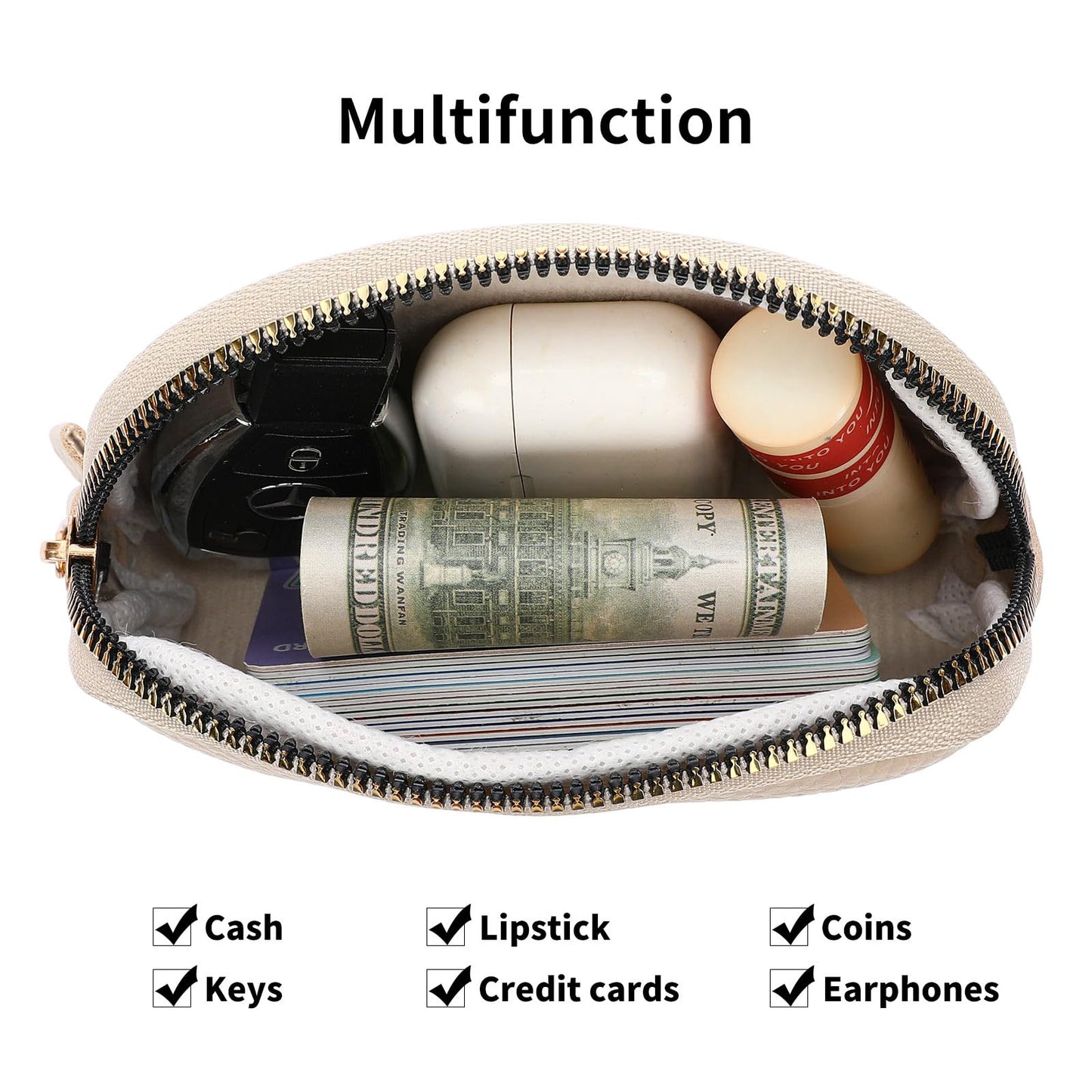 GAEKEAO Coin Purse for Women Small Change Key Pouch Vegan Leather large Capacity mini Portable Ladies Wallet with Zipper