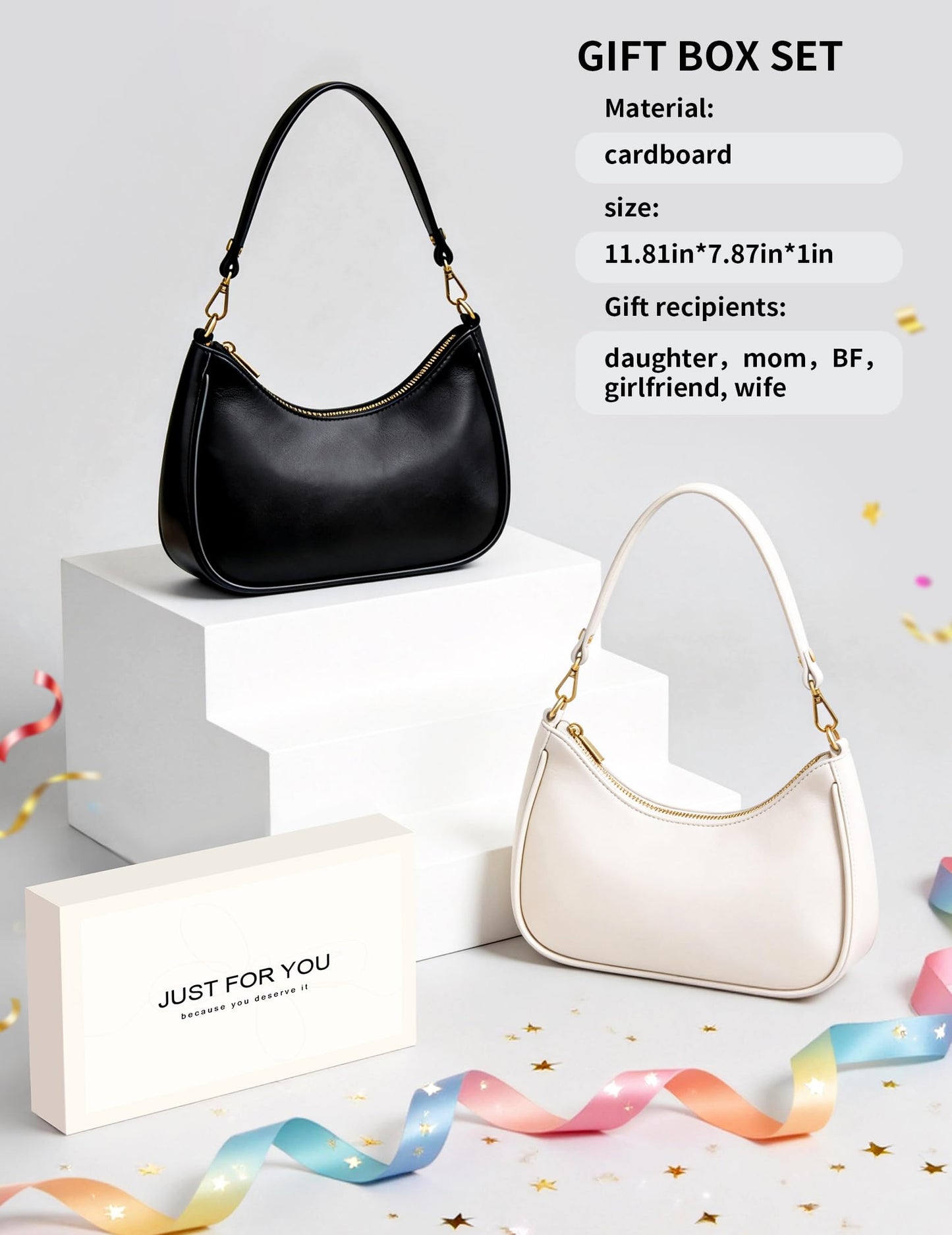 Mivorica Small Shoulder Bag for Women - Trendy mini Crescent Purse & Handbag with Detachable Chain Strap - Cute Mini Hobo Clutch for Travel & Party, Classic Black Faux Leather