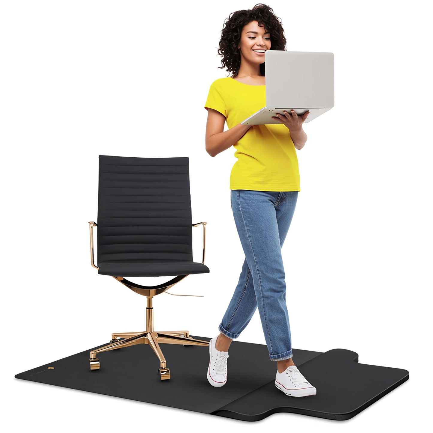 Office Chair Mat with Anti-Fatigue Cushioned Footrest – 2-in-1 Standing Desk Mat for Hardwood Floors – Dual-Zone Design for Standing Comfort and Smooth Chair Rolling (54” × 36”)
