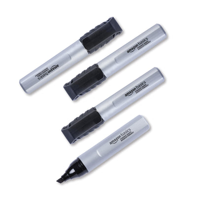Amazon Basics Large Chisel Tip Permanent Markers, Quick Drying, Fade Resistant, Black, 12-Pack