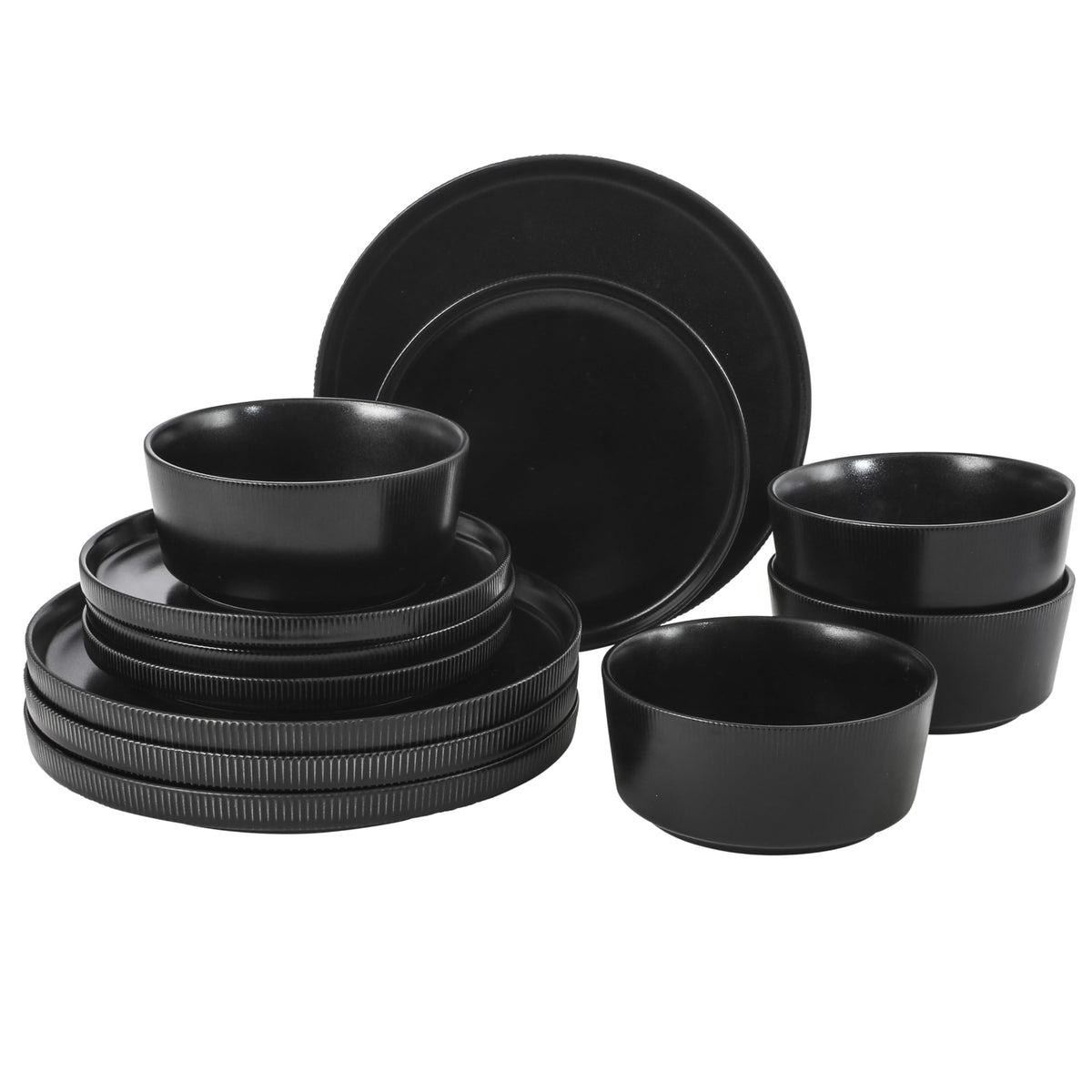 Gibson Home Queenslane 16 Piece Double Bowl Plates and Bowls Dinnerware Sets - Matte Blue