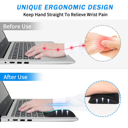 VAGAU Wrist Rest for Keyboard and Mouse - Ergonomic Memory Foam Pad for Laptop, Office, Computer - Comfortable Typing Support for Wrist Pain & Carpal Tunnel Relief (Black)