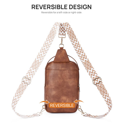 Telena Crossbody Sling Bags for Women, PU Leather Fanny Packs Cross Body Bag for Woman