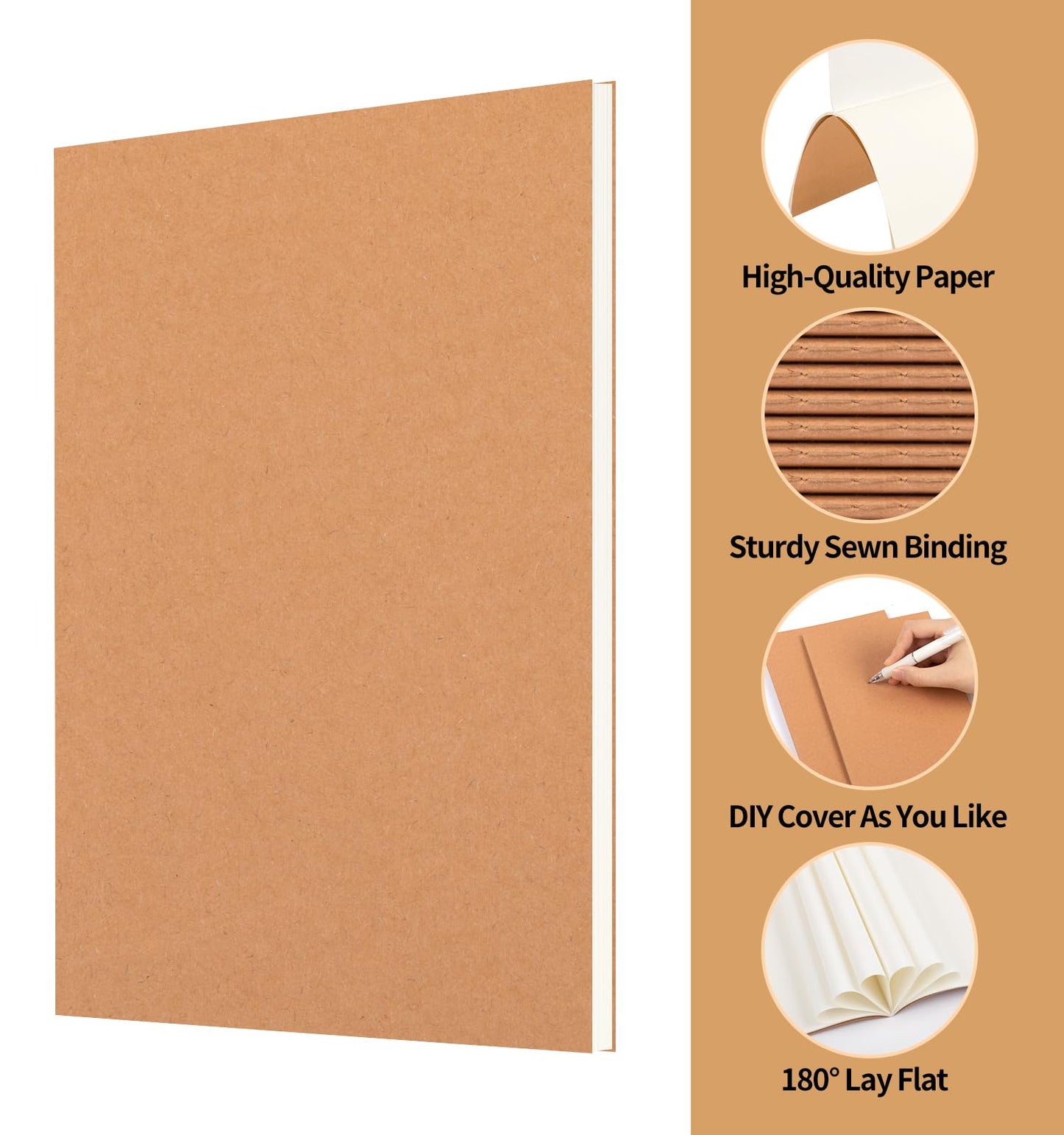 ALKALO 24 Pack A5 Blank Kraft Notebooks Bulk, Journaling Notebooks, Soft Cover Composition Notebook, 8.3x5.5 Inches 60 Pages Travel Journal Notebooks Set for Work, School, Student, Kids, Writing