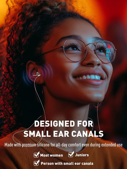 2 Pairs Concert Ear Plugs, Hearprotek Reusable High Fidelity Noise Reduction Music Ear Plugs for Ear Protection-Soft Hearing Protection Earplugs for Concerts, Musicians, Events (Petite Size)