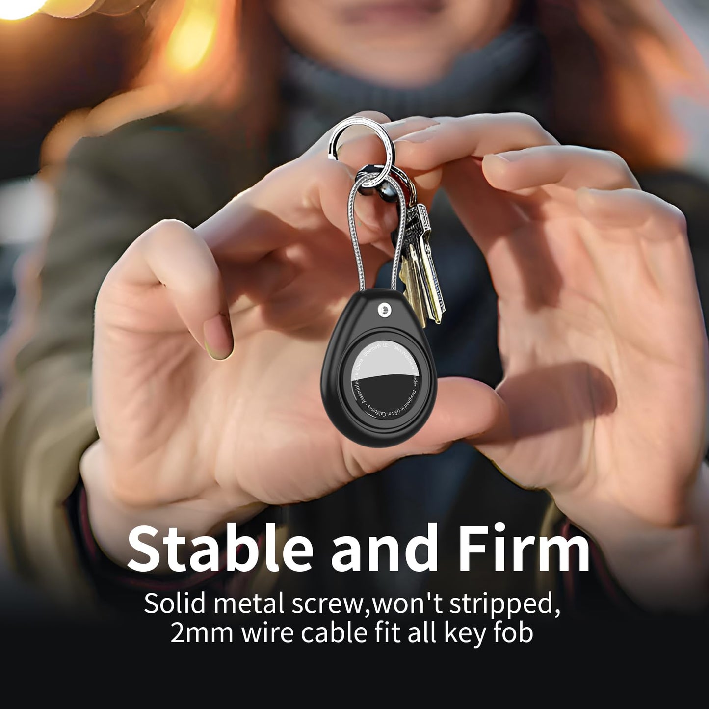 for AirTag Keychain Holder 4 Pack Waterproof with Steel Wire Cable & Hex Lock, Anti-Scratch Protective Case Compatible with Apple AirTag for Luggage, Pet Collar, Backpack, Keys, Wallet