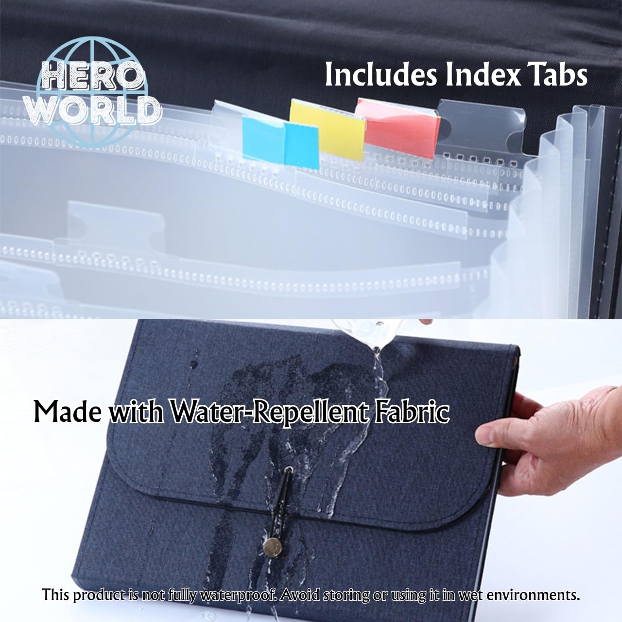 Fabric Expanding File Folder Document Organizer A4, 13‑Pocket Indexed File Case (Gray)