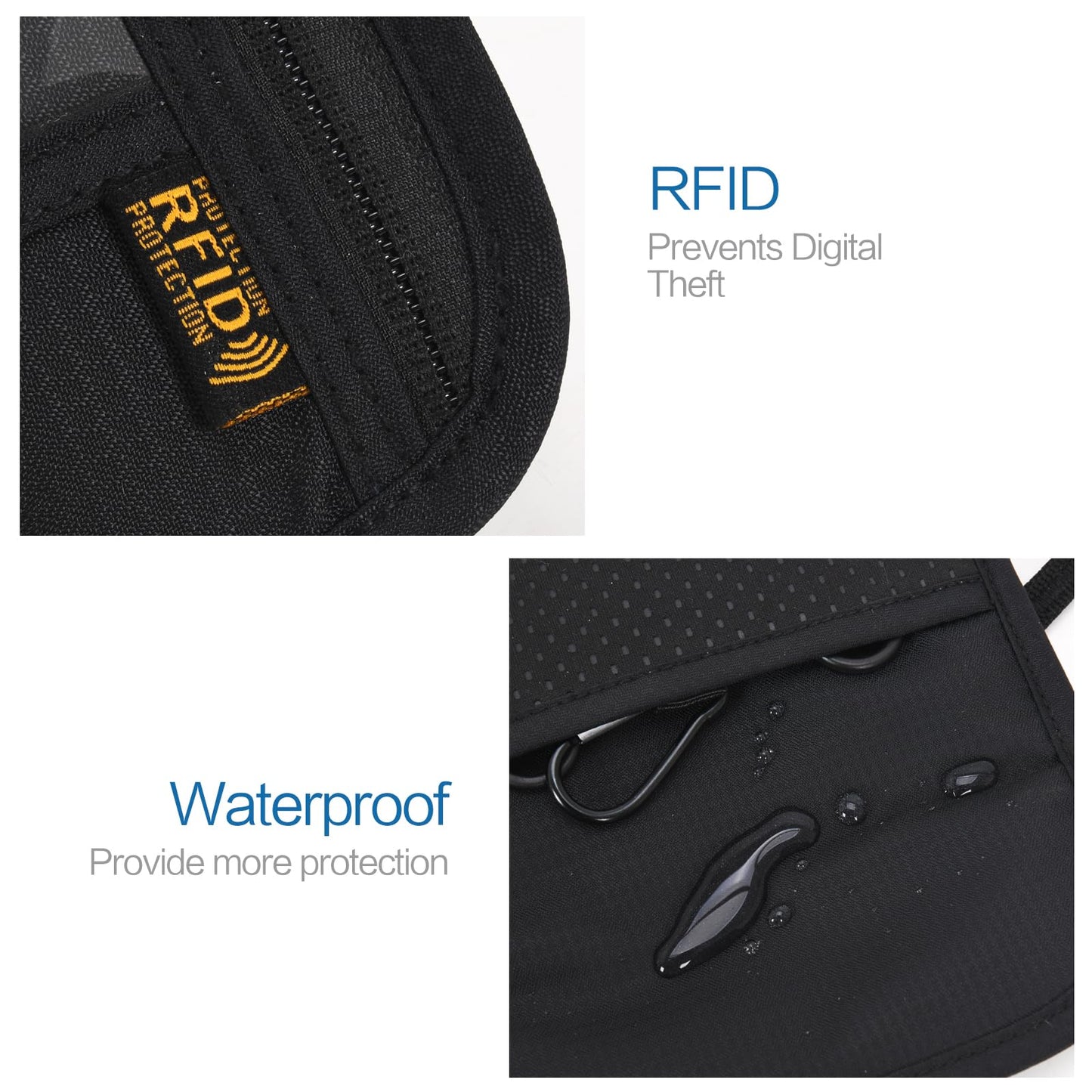 Neck Wallet Lightweight RFID Blocking Waterproof Travel Pouch Passport Wallets for Women Men （B-Green）