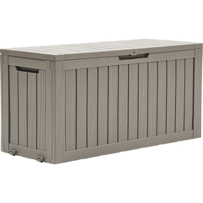 YITAHOME 72 Gallon Outdoor Storage Box w/Wheels, Resin Deck Box Indoor & Outdoor Patio Storage Box for Throw Pillows, Athletic Gear, Yard Implements (Light Brown)