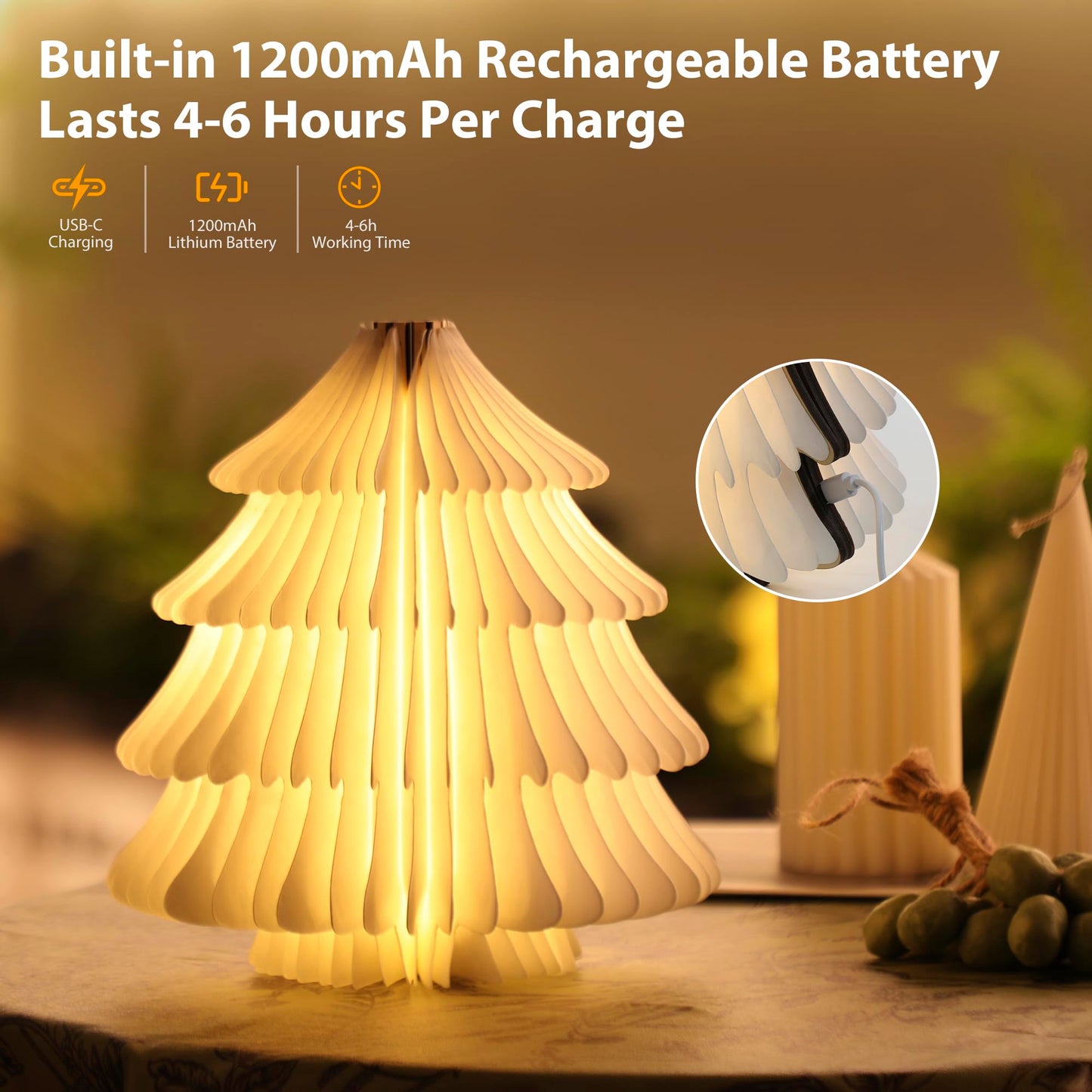 ZBOLE Christmas Tree Lamp,Folding Book lamp,Christmas Decorations with LED Lights,RGB Lighted Tree Lamp for Home Decor,Christmas Gifts(Walnut)