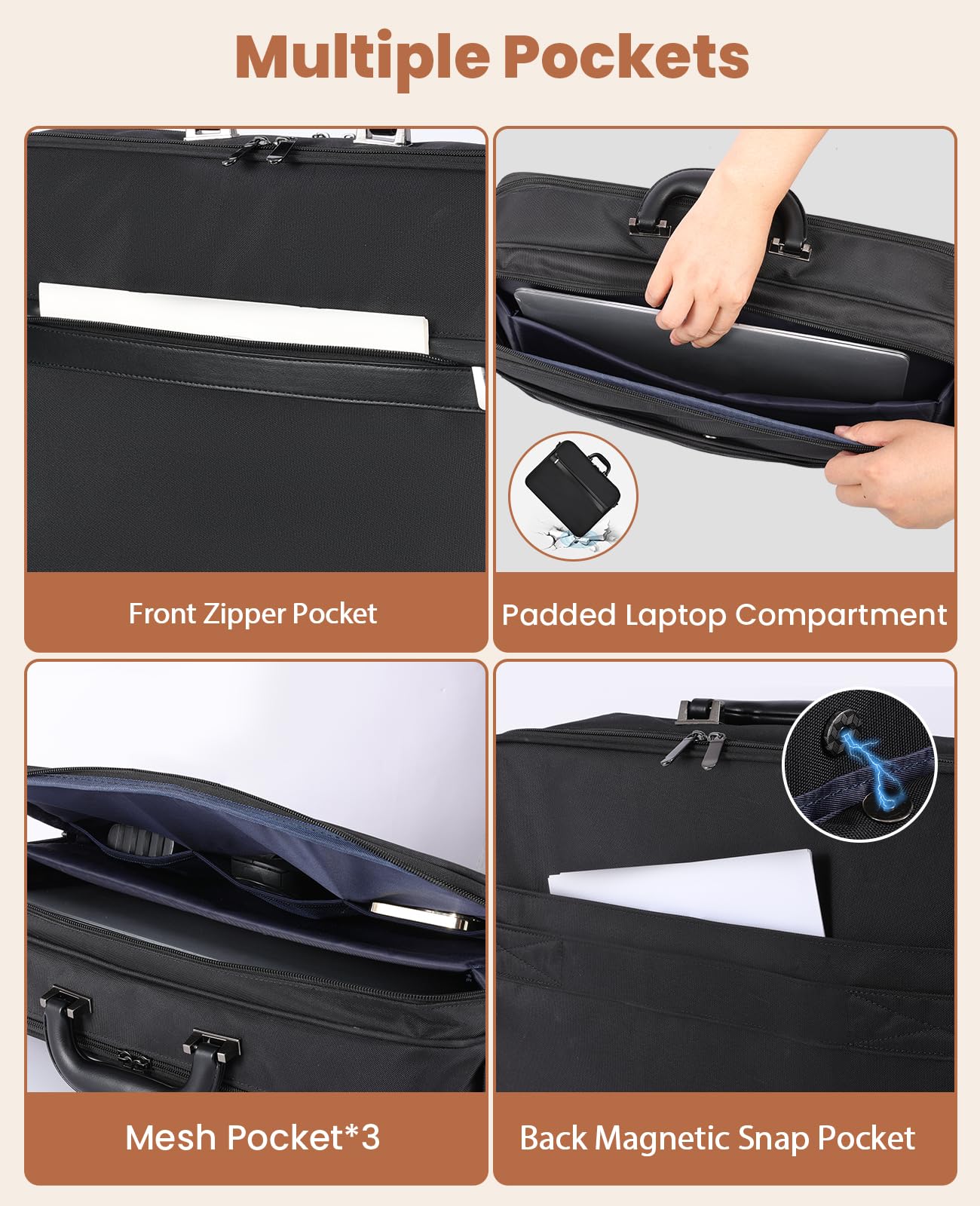 Jetviivid Laptop Briefcase for Men 15.6-16 inch Laptop Bag Lightweight Attache Case, Business Work Bag Computer Carrying Case